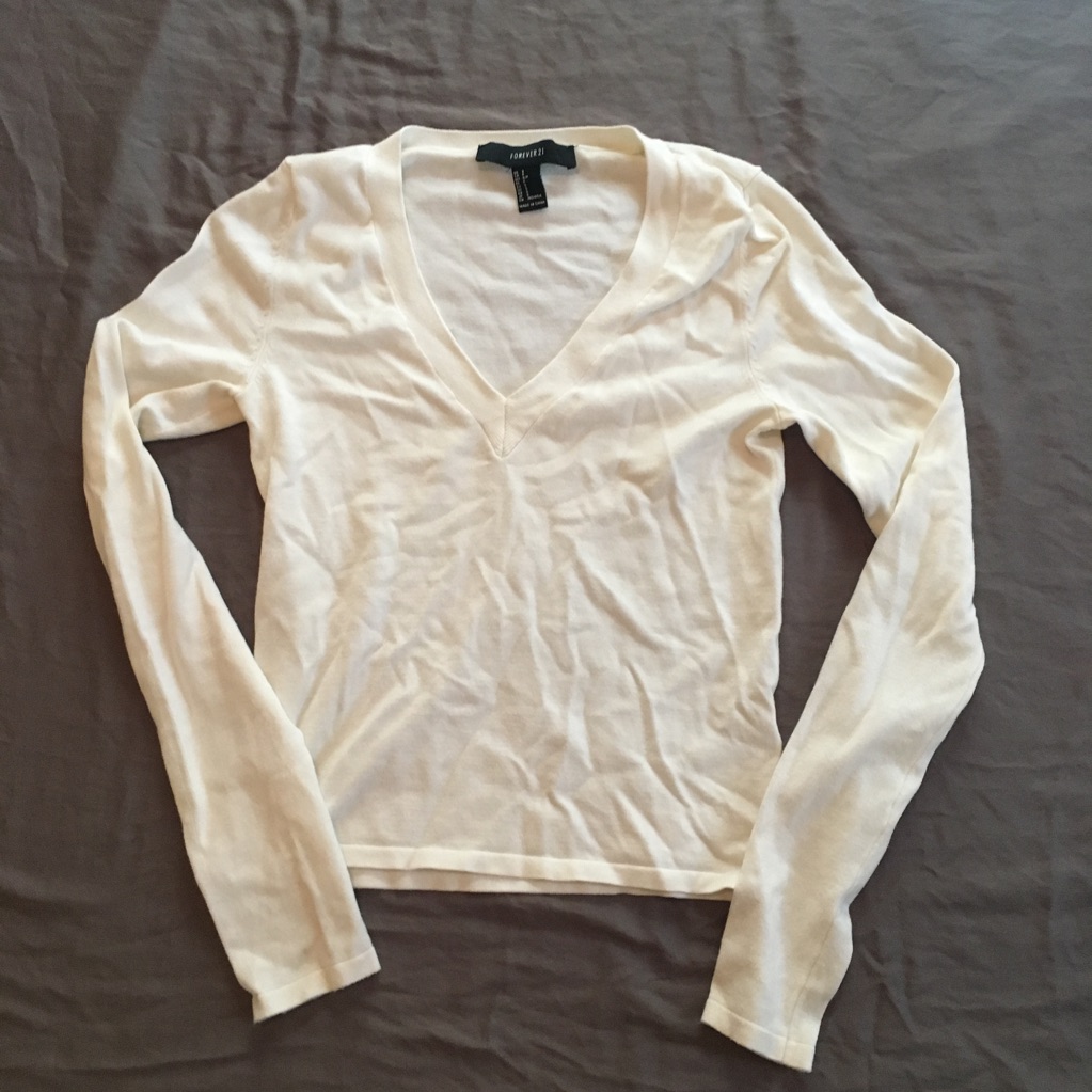 White Long Sleeve Crop Top